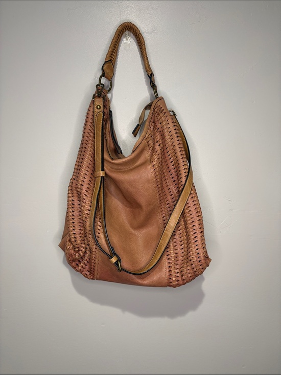 Moda Luxe Handbags - MODA Luxe Woven Leather Hobo Bag in Cognac - EUC